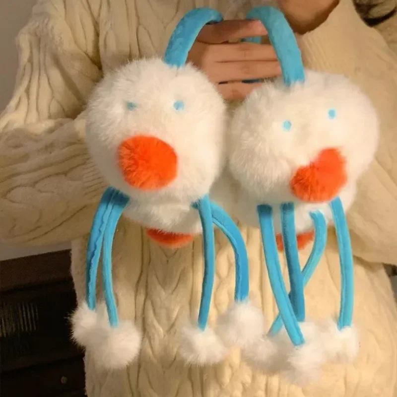 Earmuffs fofos de boneco de neve para mulheres, tampões de pelúcia, cobertura de ouvido, manter aquecido, anticongelante, acessórios de ciclismo, fofos, kawaii, proteção contra frio