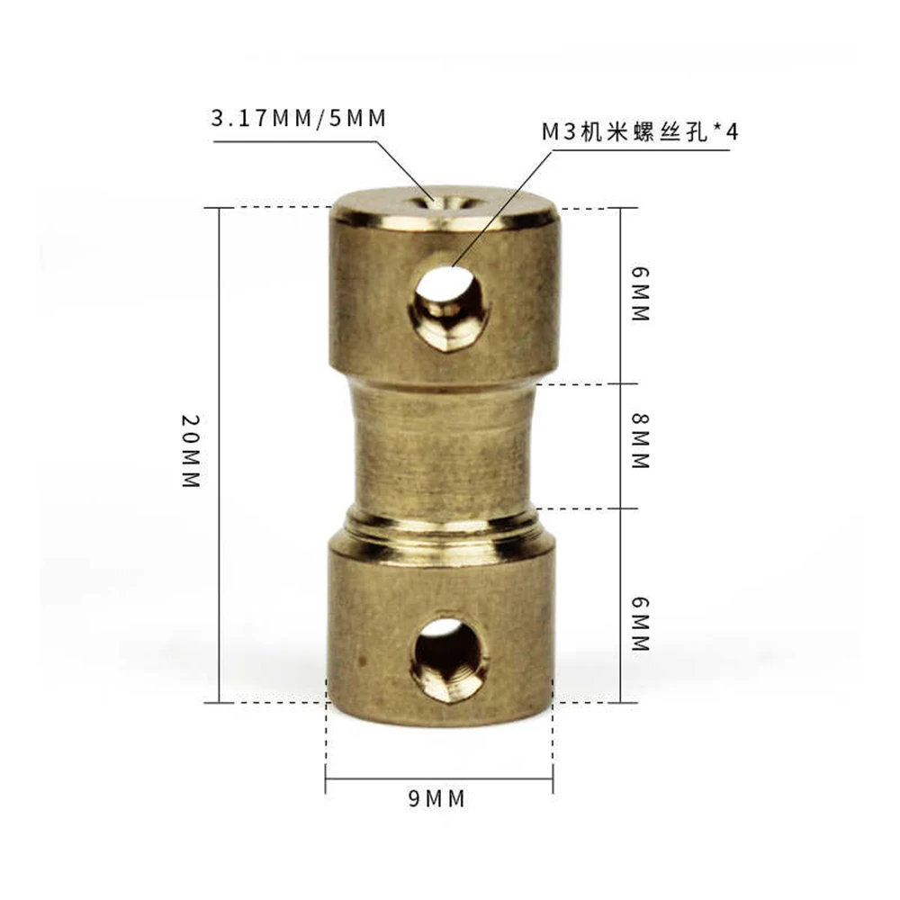 1Pcs D9l20 2/2.3/3/3.17/4/5/6mm Brass Rigid Motor Shaft Coupling Coupler Motor Transmission Joint Connector Sleeve Adapter