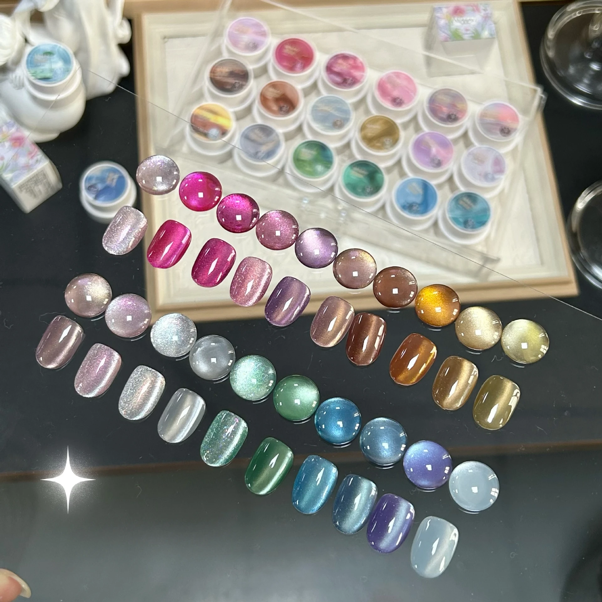 キャッツアイカラーマニキュアセット,9dマグネティックジェル,ハイブリッド,UVソークオフジェル,5ml, 10個