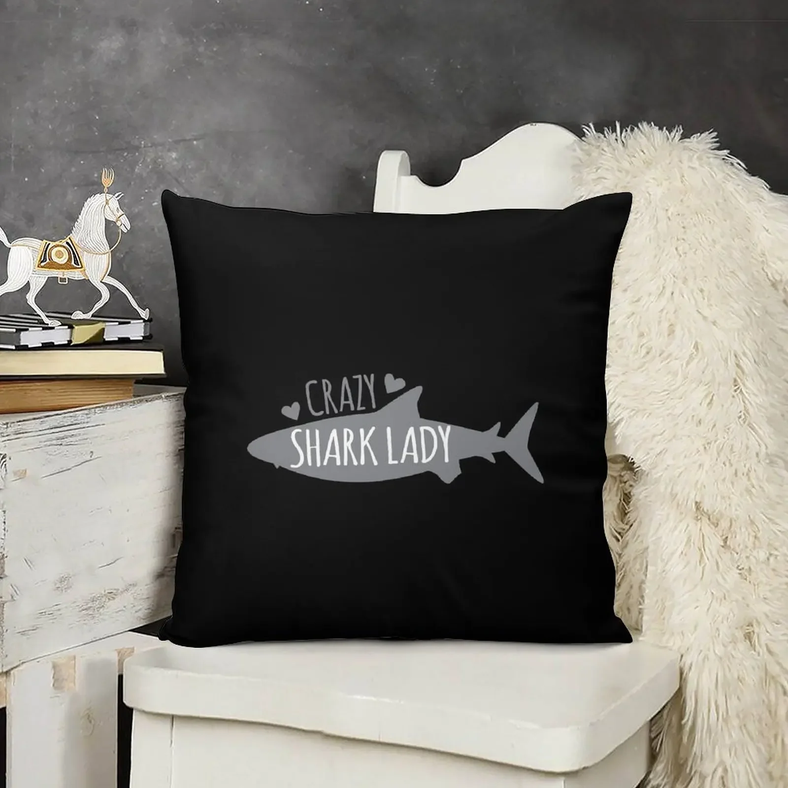 

CRAZY Shark lady Throw Pillow Cushion Child Decorative Sofa Cushion pillow