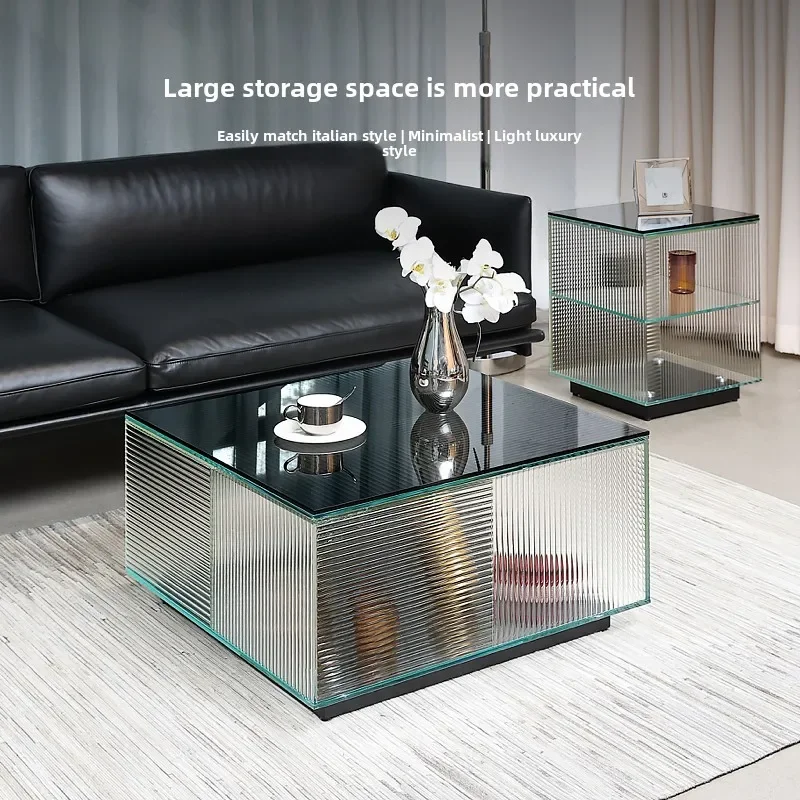 

Rubik's Cube glass coffee table simple household living room small apartment can store square table light luxury