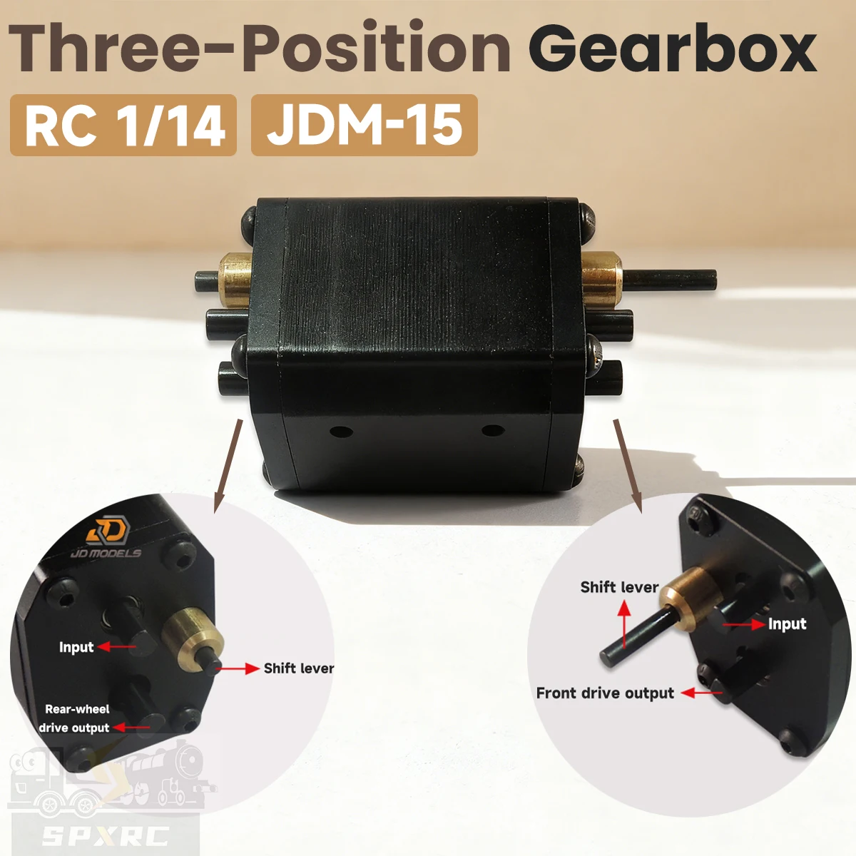 

Three-position Transfer Case Gearbox Reduction ratio 1:1 1:1.91 JDM-15 For 1/14 Tamiya RC Truck Tractor Climbing Toy Model Parts