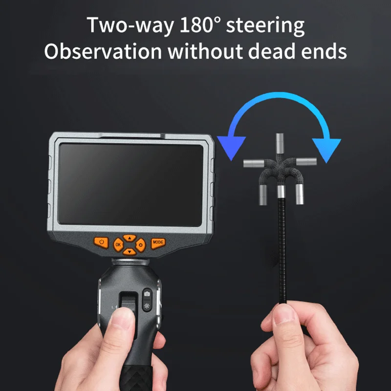 Industrial Borescope, 6.2mm HD 5 Inch IPS 180 Degree Rotation Borescope Video Inspection Camera for Aircraft Machinery Borescope