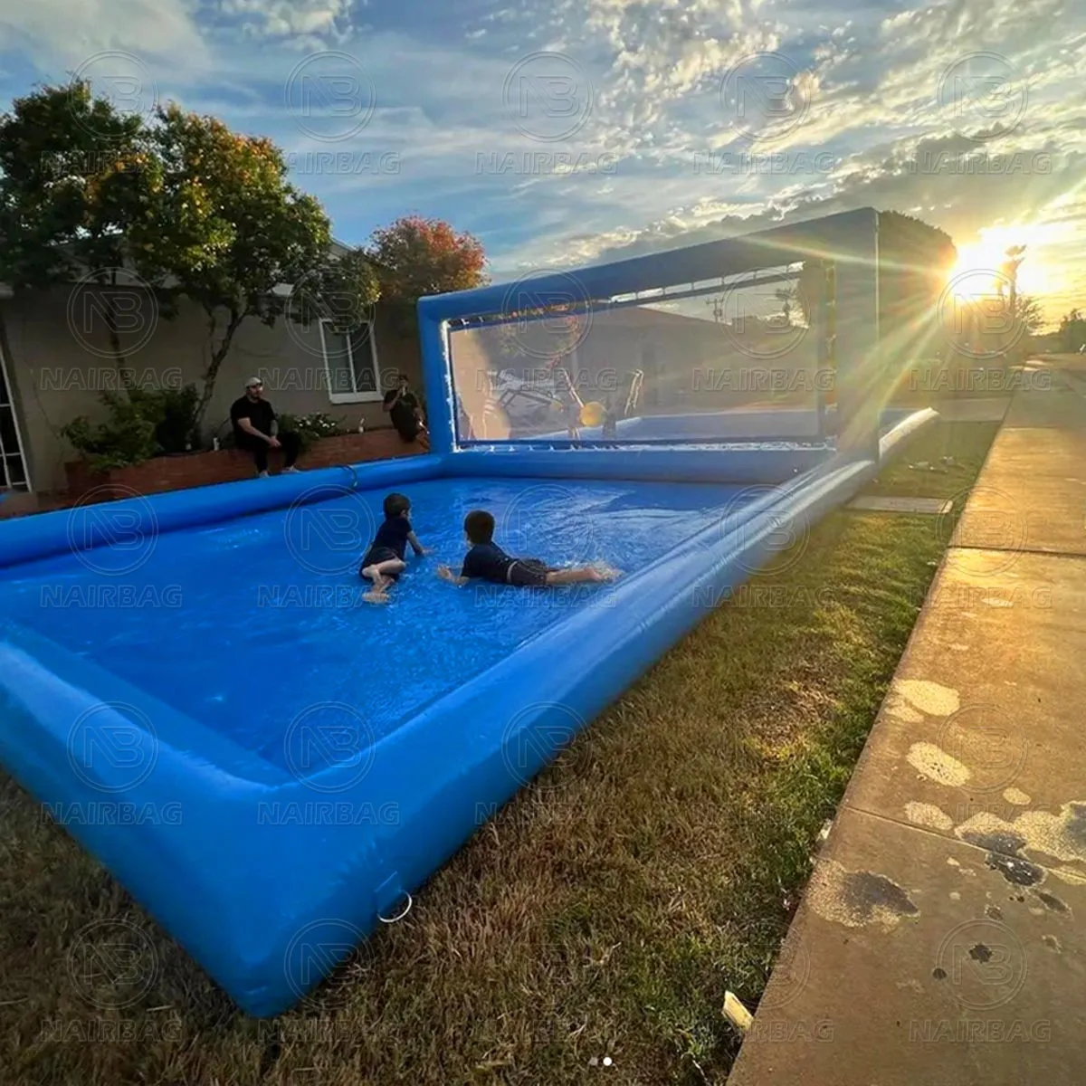 2026 كرة طائرة شاطئية قابلة للنفخ، ملعب مائي لحمام السباحة، ملعب كرة طائرة مائية عملاق قابل للنفخ مع مضخة هواء