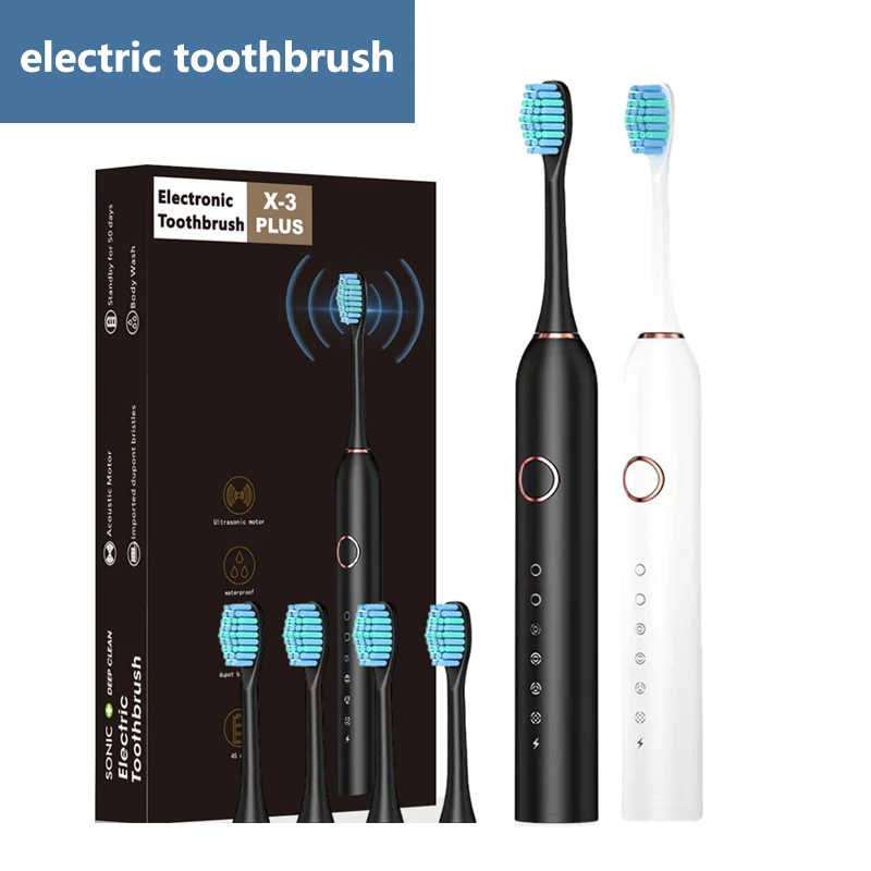 Adult Electric Sonic Toothbrush USB Rechargeable Lovers 360 Days Long Battery Life with 4 Replacement Heads Gift Cleaning Teeth