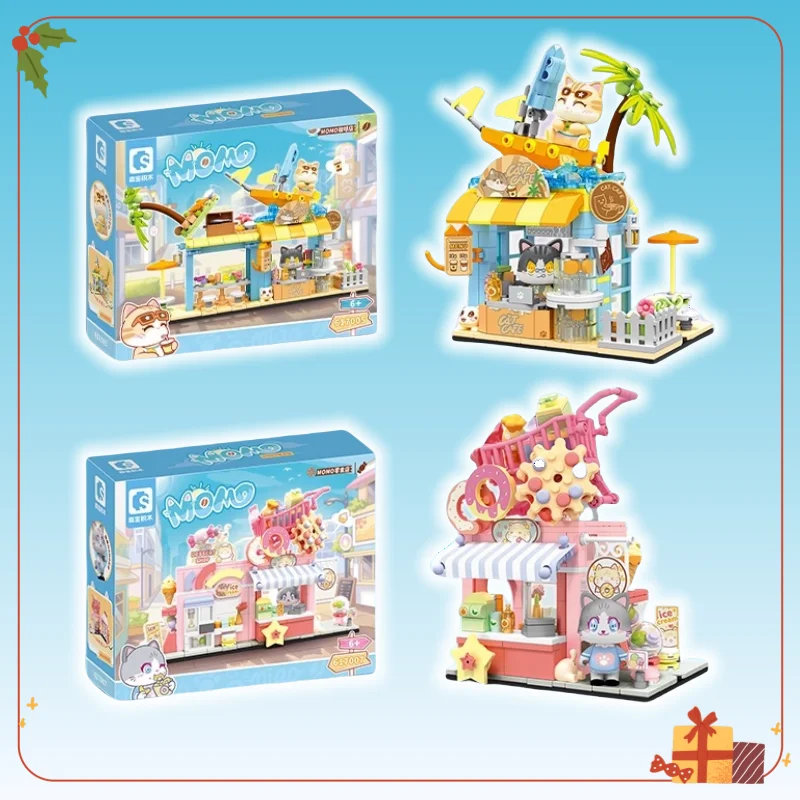 

New Commercial Street View Building Blocks Series Dual Play Manual Building Blocks Puzzle Toys Ornament Gifts Coffee Shop