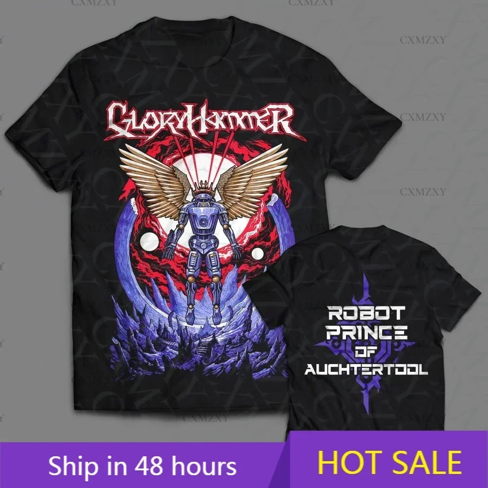 

new Gloryhammer Shirt Men's Cotton Short Sleeve T-Shirt Classic Crew Neck Casual Top Black