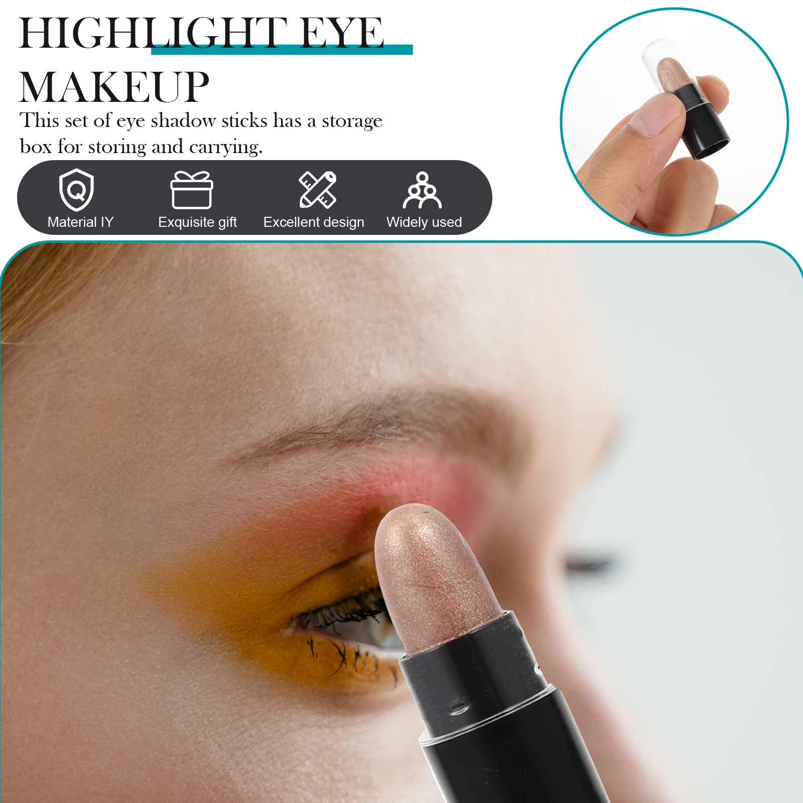 1箱のカラフルなアイシャドウスティック、よくできたマイルドなフォーミュラ、汚れ防止、長時間持続、見事なアイルック作成メイクアップ