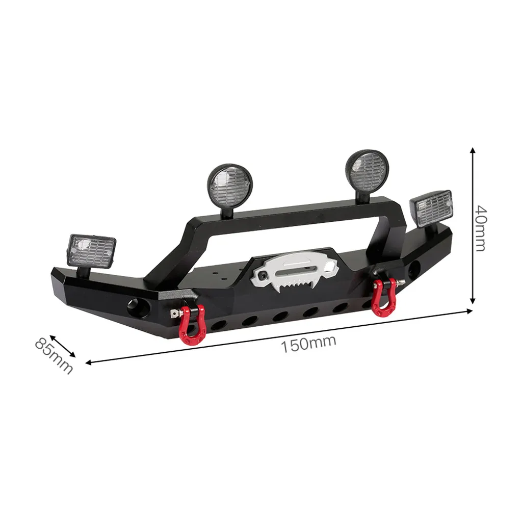 1/10 RC Crawler TRX4 SCX10 iii AXI03006 Jeep Gladiator JLU Wrangler Sport 82024-4 Upgrade Parts Metal Front Rear Bumper with LED