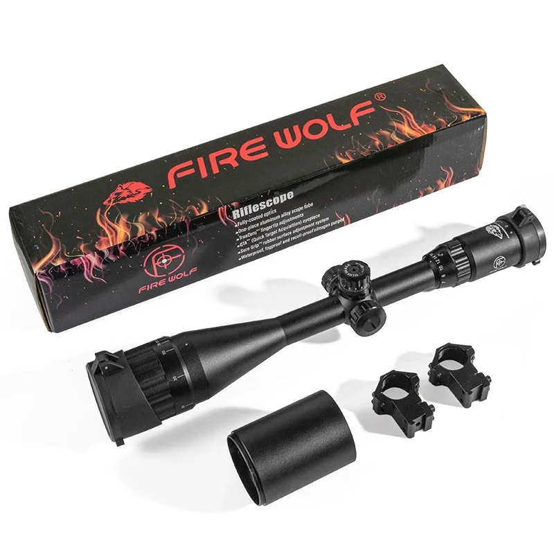 2025 FIRE WOLF New 4-16X50 Rifle Scope Tactical Optical  Red Green Dot Sight Illuminated Cross Turret lock Reticle Sight Hunting