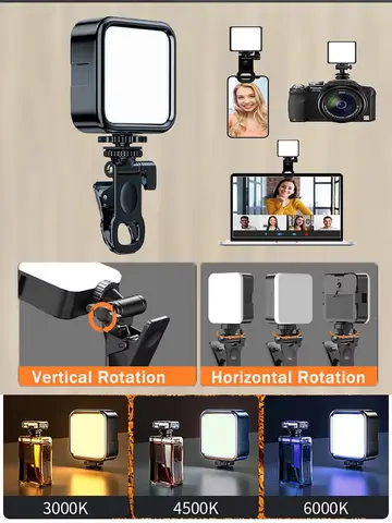 Portable Clip-On LED Selfie Light Battery Powered Mode Fill Light for Smartphone Laptop Computer Video Conference Live Streaming