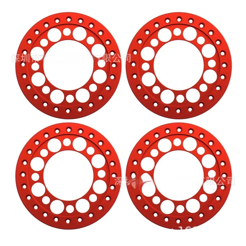 4 قطع من جنوط العجلات الحمراء المصنوعة من السبائك مقاس 1.9 بوصة لسيارات Axial SCX10 AXI03007 TRX4 بمقياس 1/10، قطع غيار للسيارات التحكم عن بعد، إكسسوارات نماذج السيارات