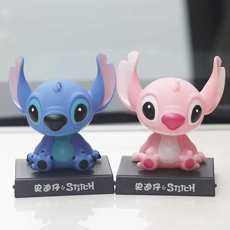 Neue Lilo & Stitch Anime Figuren Auto Schütteln Kopf Puppe Auto Innen Kawaii Tabletop Ornament Wackelkopf Kind Geschenke Kinder Spielzeug