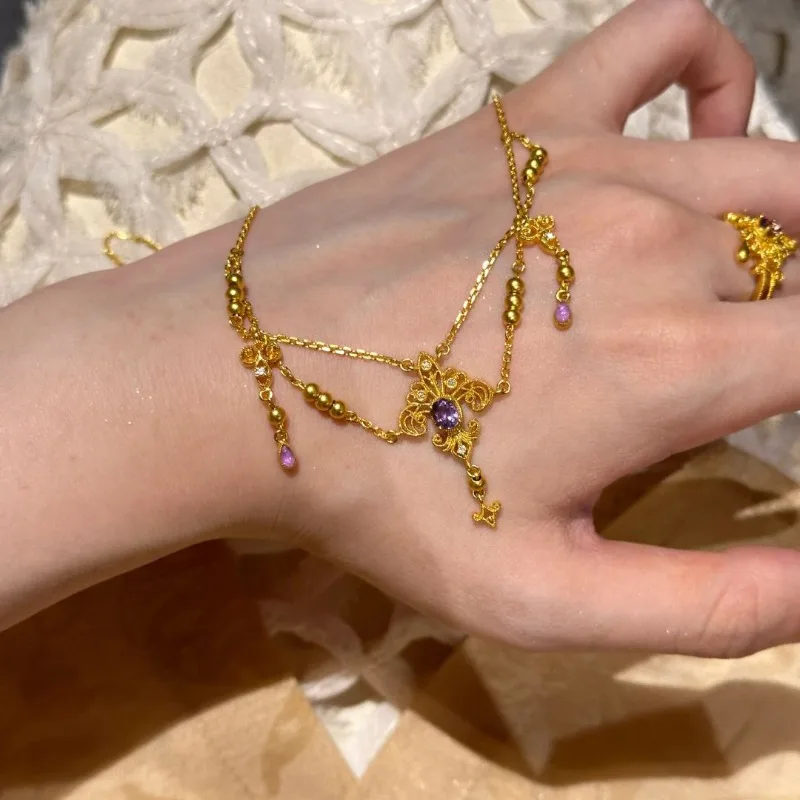 الأميرة على الجري "رقص الطائرة الورقية" القزحية الذهب شرابة قلادة خفيفة فاخرة حساسة مجموعة سلسلة قسط سلسلة الترقوة