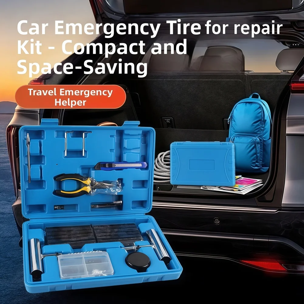 

68PCS Car Motorcycle Vacuum Tire Repair Kit Portable Tool Set with Metal Construction for Easy Puncture Fix and Maintenance