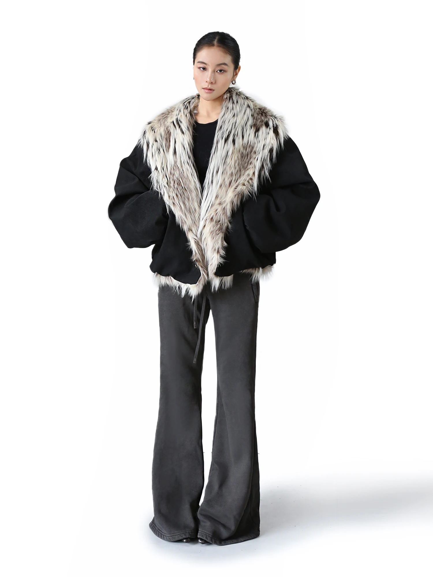 

Зимнее теплое кожаное пальто SANO с хлопковым наполнителем, парка с большим воротником и меховой отделкой, повседневное модное пальто для женщин