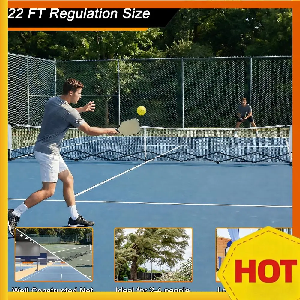 

Портативные сетки для пиклбола на колесах, алюминиевые, 22 фута, для тренировок на заднем дворе, подъездных путях и в гаражах