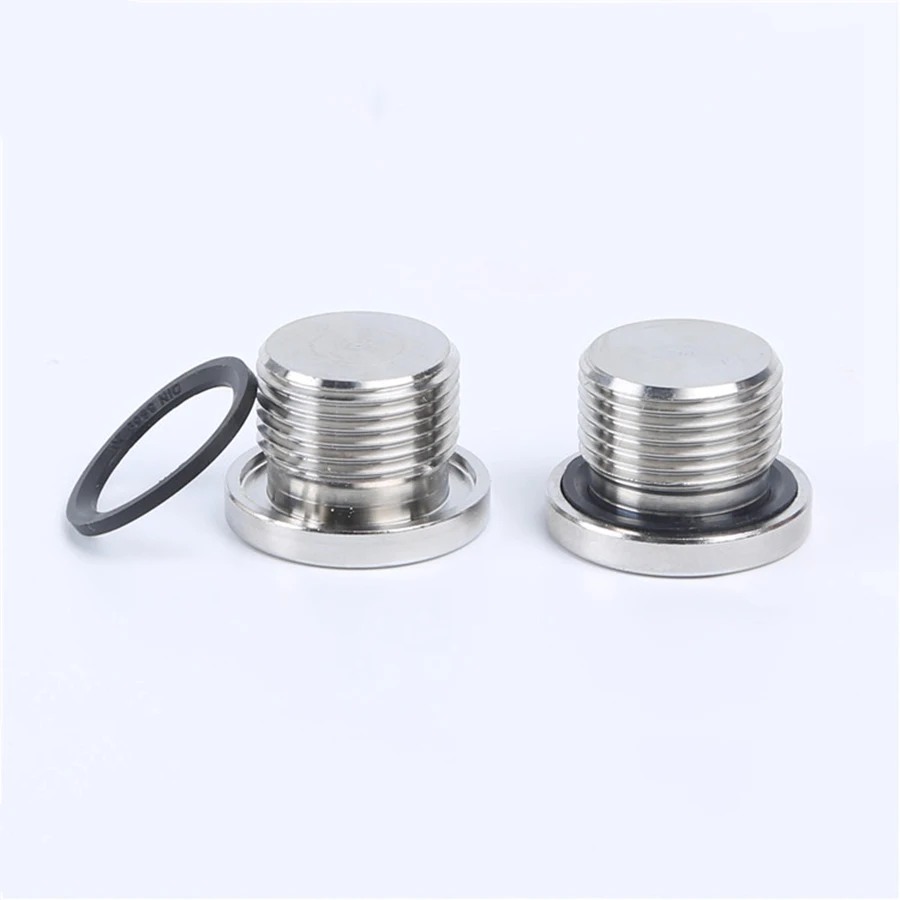 304 Stainless Steel Lnner Six Angle With Flange Oil Plug M8/10/12/14/16/18/20/22/24/27/33 x 1.5 Male Threaded Ring Sealing Plug