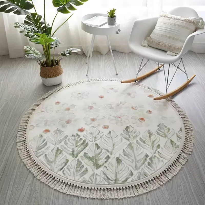 

vikama Rug Round for Living Room Bedroom Study Room Nordic Style Circle Carpets Machine Washable Non-Slip Indoor Floor Mats