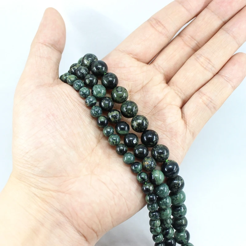 Natural Smooth Kambaba Jasper 4 6 8 10MM Round Loose Strand Stone Beads For Jewelry Making Bracelets Necklec Earrings Accessorie