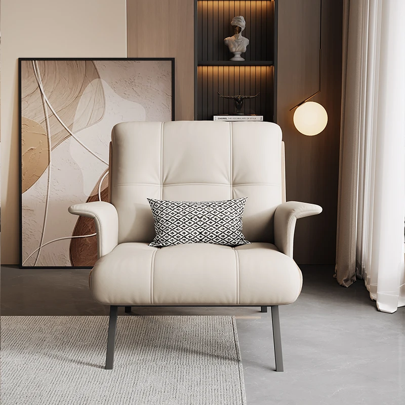 

Genuine leather sofa chair, simple, luxurious, solid wood, grand chair, living room, household, leisure chair