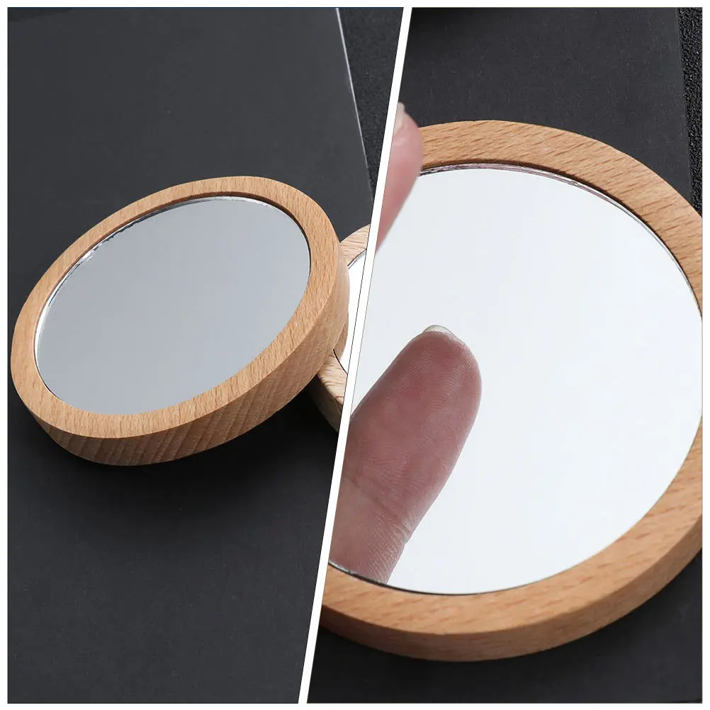 

4Pcs Portable Small Makeup Mirrors Compact Wooden Mirrors for Travel and Everyday Makeup Mirror Portable Mirror