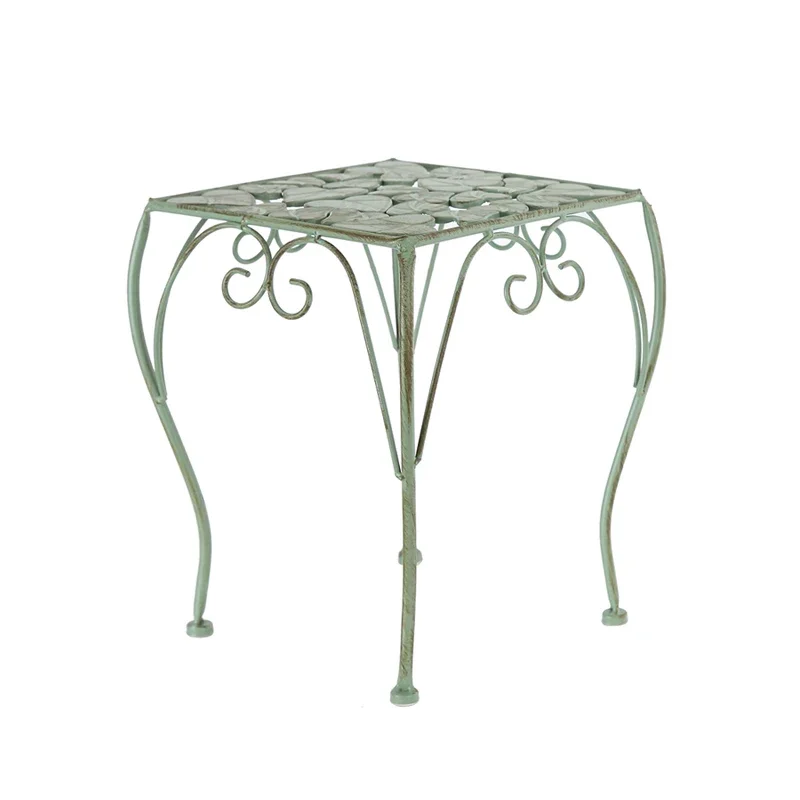 Country Retro Iron Art Leaves Jardiniere Balcony Garden Living Room Courtyard Floor Ornamental Flower Stool Fairy Garden