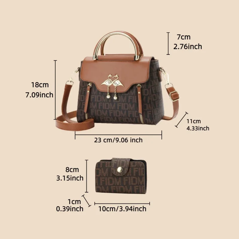printed letter bags, cross-body bags, large capacity, buy a large bag and get a small bag for free, birthday gift for wife view 2
