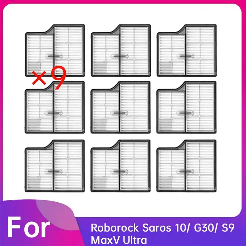 Gen Basic Replacement Front Filters, 9 Pcs, For Roborock Saros 10/G30/S9 Maxv Ultra Vacuum Parts