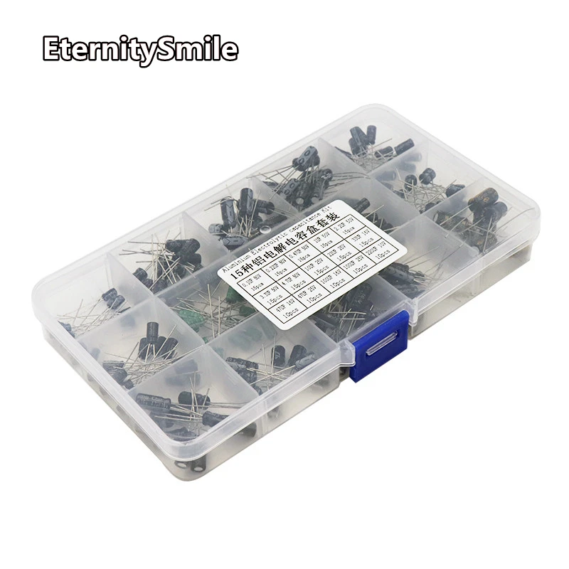 200Pcs/lot 0.1UF-220UF 15Values Aluminum Electrolytic Capacitors 10-50V Mix Electrolytic Capacitor Assorted Kit And Storage Box