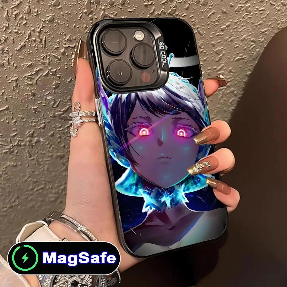 Custodia per telefono Black Clover Noelle Silva per iPhone 16 15 14 13 12 11 Pro Max Plus MagSafe Colore traslucido protettivo di lusso