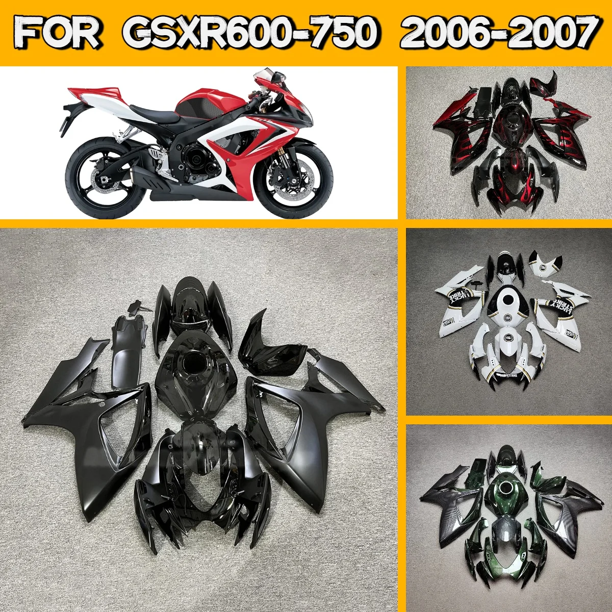 

Комплект обтекателей для мотоцикла 2006-2007 GSXR600 GSXR750, полный комплект обвесов из ABS-пластика для Suzuki GSXR 600 750 2006-2007 годов