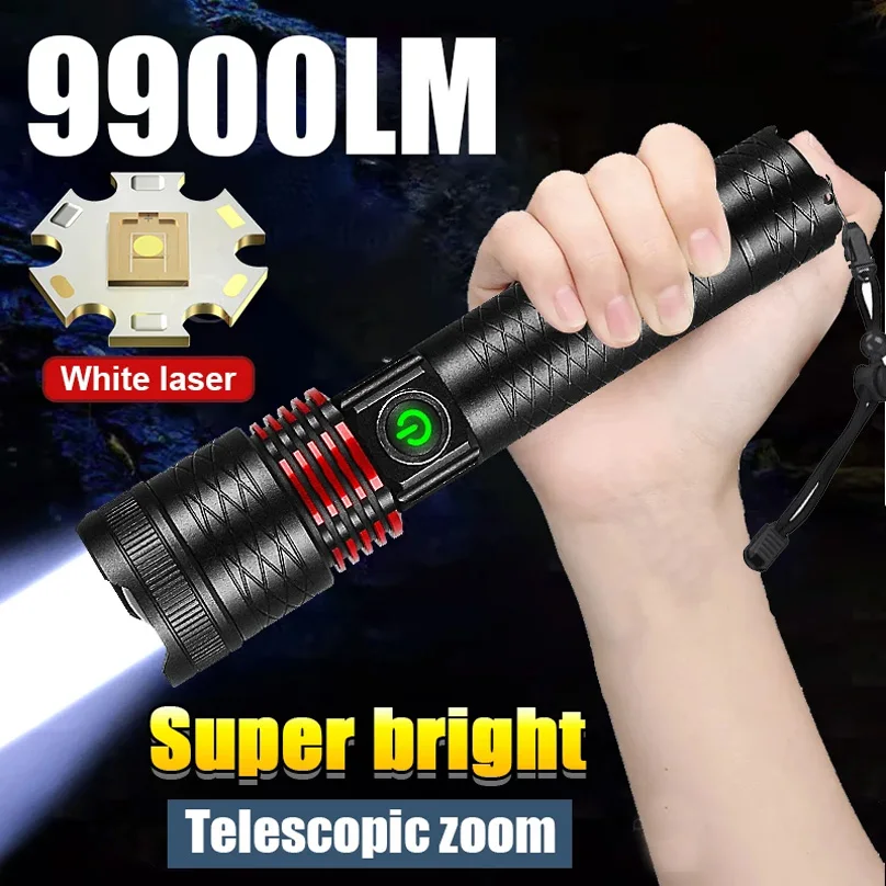 ชาร์จไฟฉาย LED ที่มีประสิทธิภาพกันน้ําโลหะผสมโคมไฟ 1000 M ไฟฉาย Super Bright กลางแจ้งซูมยุทธวิธีโคมไฟ