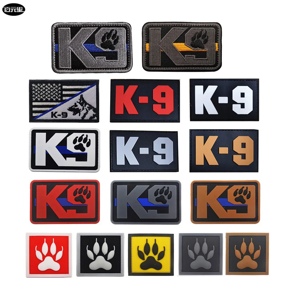 K9 Infrared IR Reflective Service Dog Rescue Embroidery Patch Military Tactical Patches Emblem Embroidered Badges Thin Blue Line