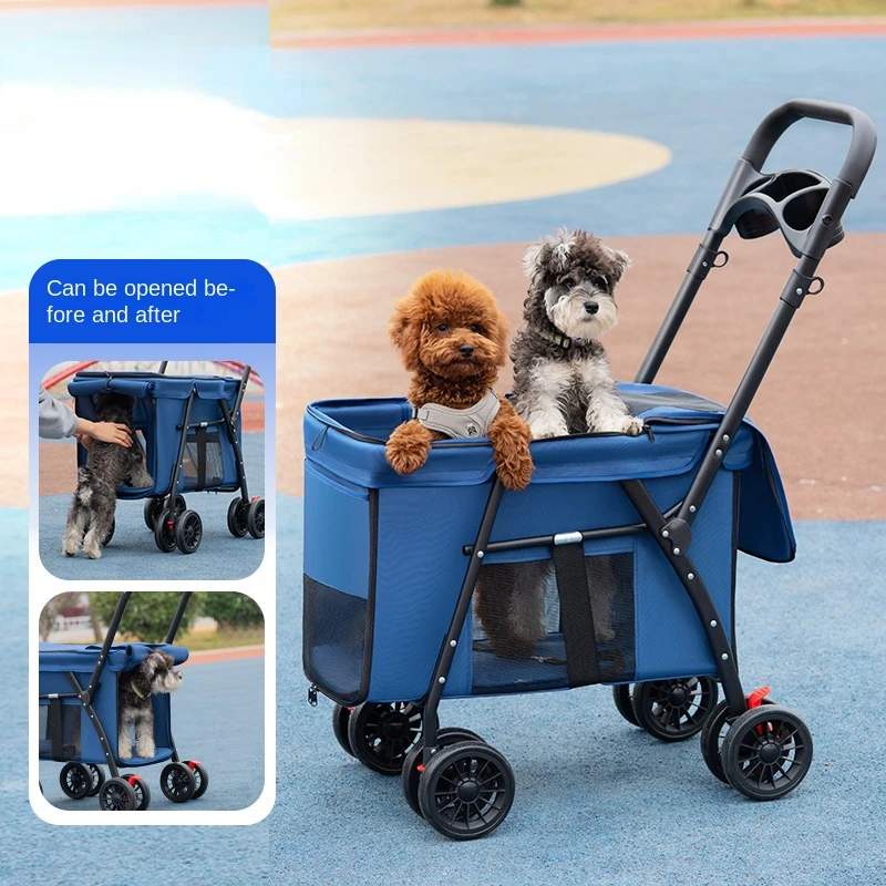 Pet Cart, Lightweight Foldable Stroller for Animals, Medium and Large Sized Dog Cat Large Space Load Capacity 30kg Dog Strollers