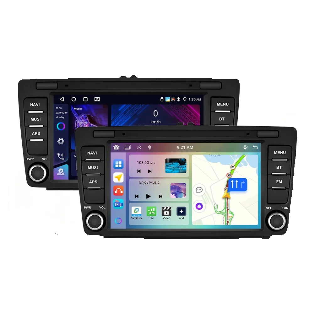 Podofo 8 inch Carplay Android autoradio voor Skoda Octavia II/MK2/Yeti/Rapid intelligent autosysteem 2din GPS navigatie RDS - afbeelding 2