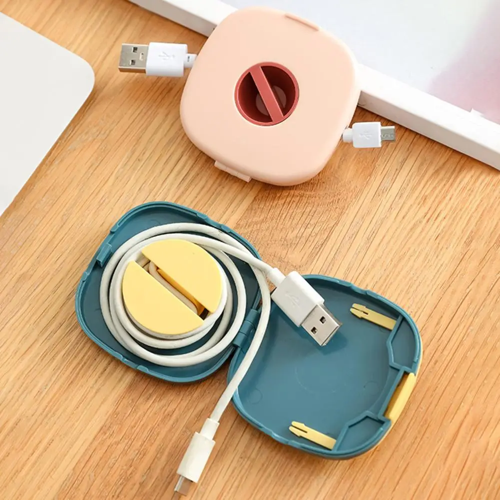 Organizador de Cables 2 en 1 de 7 cm con Soporte para Teléfono Incorporado, Tamaño Compacto, para Cables de Carga, Auriculares, Cables de Datos USB
