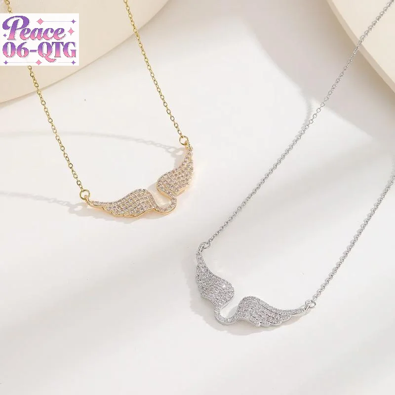 Collar de ala de Ángel para mujer, gran oferta, temperamento de moda incrustado, cadena de clavícula de acero de titanio que combina con todo, 1 ud.