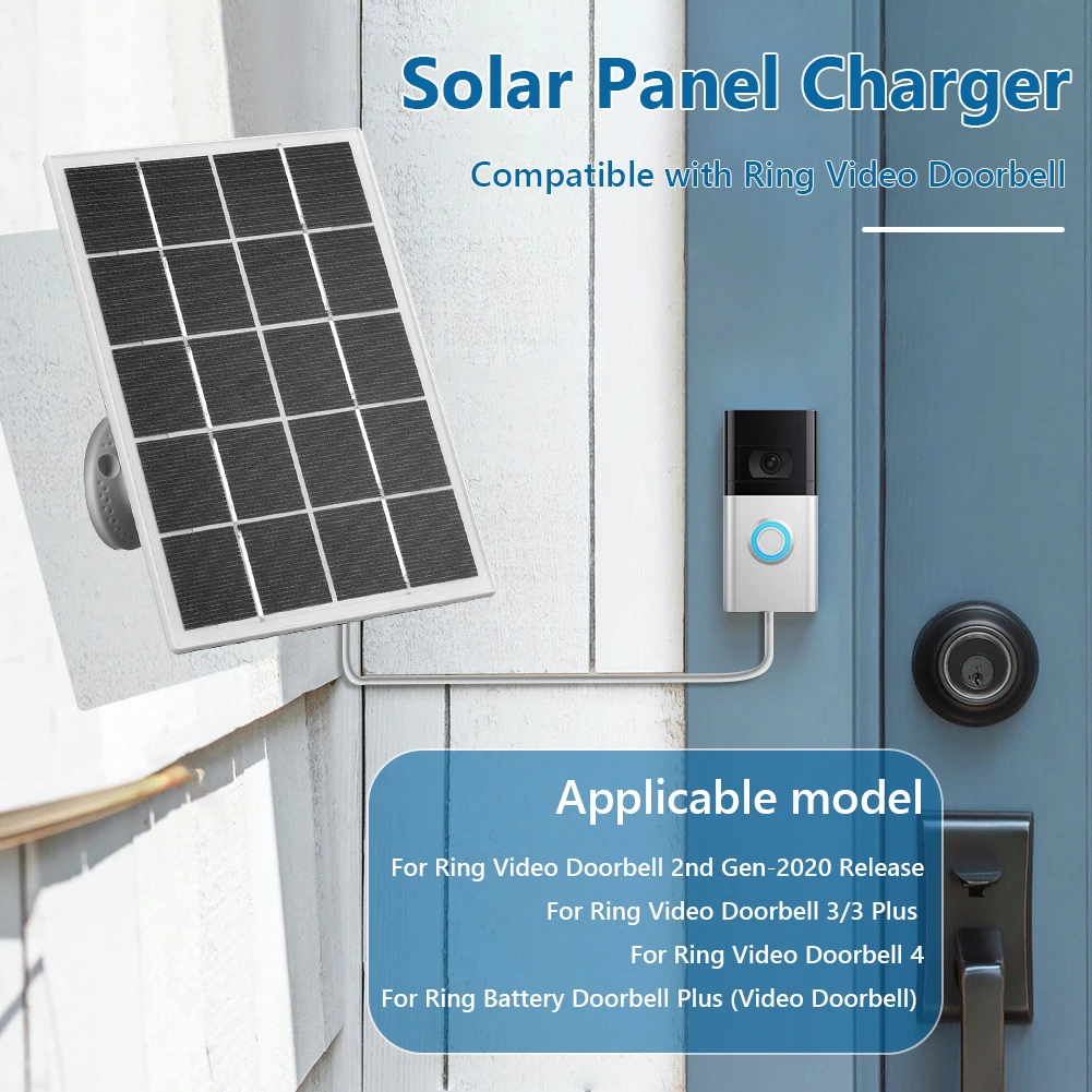 لوحة طاقة شمسية 20 وات لجرس الباب الدائري مجموعة اللوحة الشمسية لجرس باب يتضمن شاشة عرض فيديو 4 3 3 Plus 2 360 ° شاحن شمسي مثبت على الحائط قابل للتعديل #1