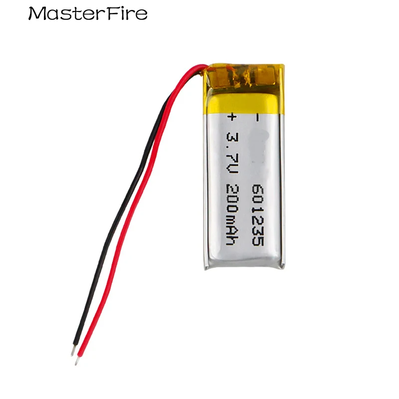 3.7V 200mah Rechargeable Lithium Polymer Battery 601235 for Bluetooth Headset Voice Recorder Wireless Microphone Batteries Cell