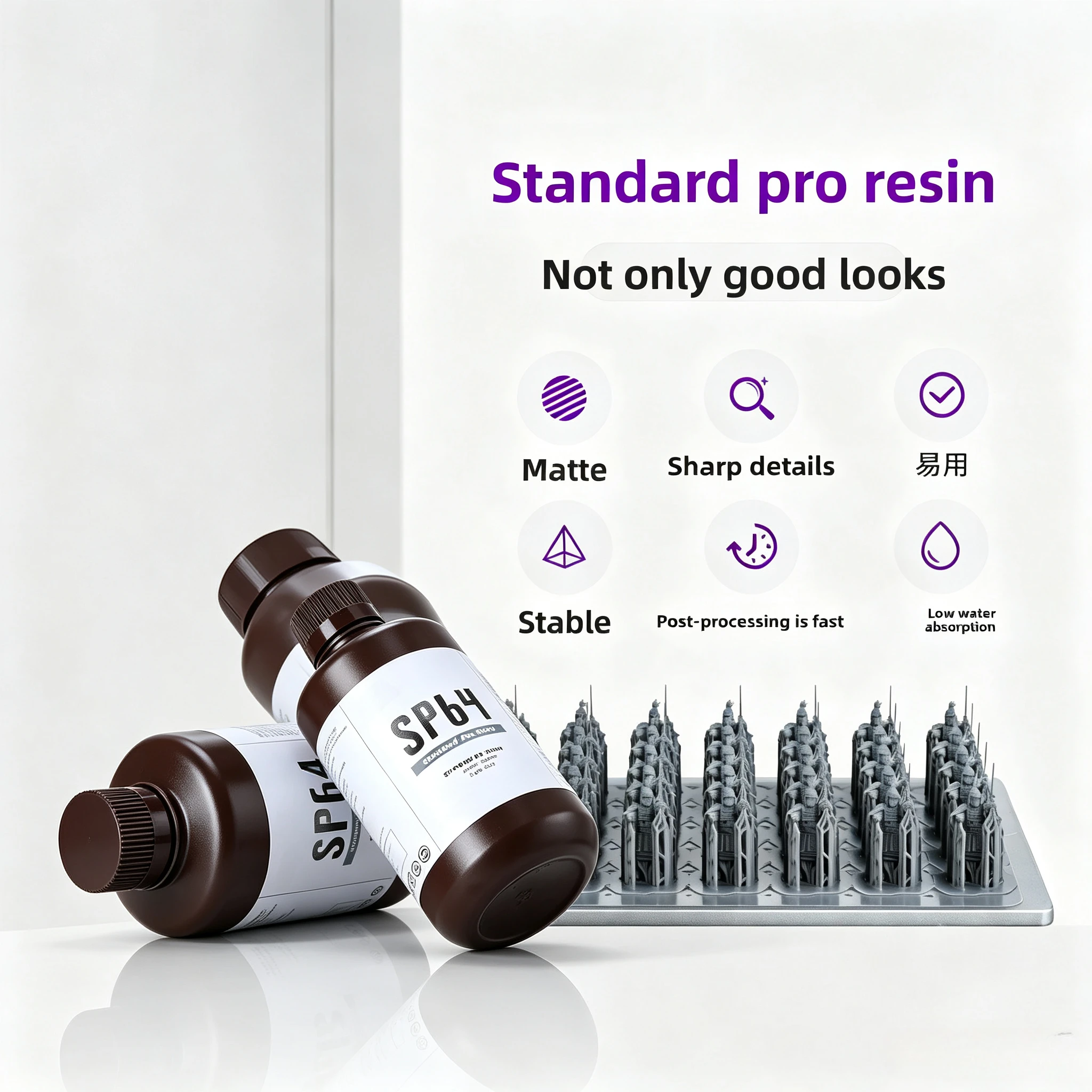 Low‑moisture UV Curing 3D Printing Resin Easy‑Operate High‑Precision Material for Figurine Prototype Fabrication