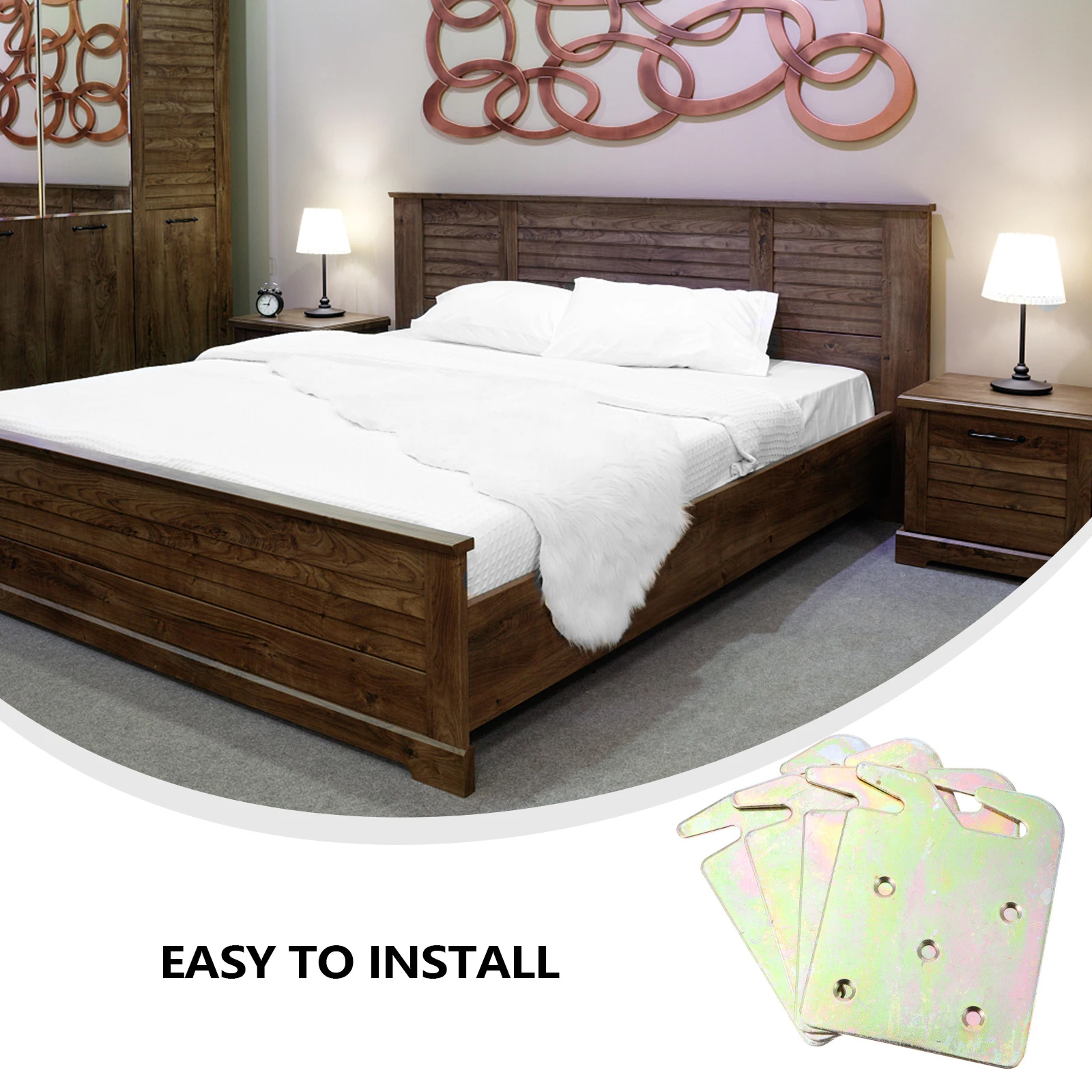 

4pcs Bed Hook Hardware Frame Bracket Wood Hinge Rail Connector Fittings Plate Sturdy Smooth Furniture Legs