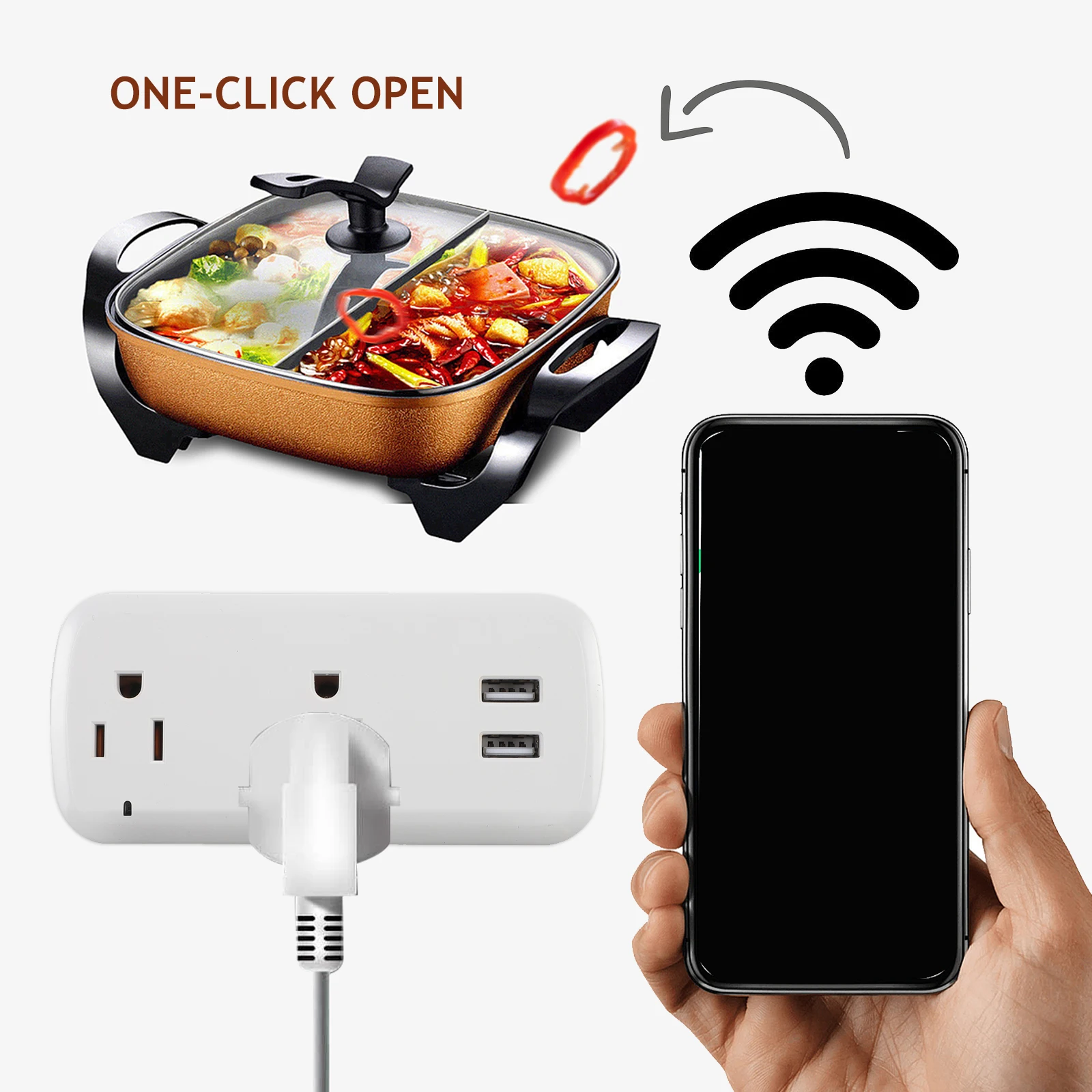 

Wireless WiFi 16A Dual USB 100 240V Wifi Power Socket Scene Durable Switch White