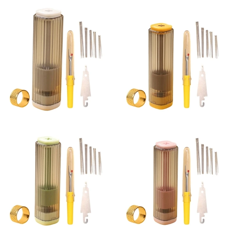 2025 New Portable Needle Box Includes Large Eye Needle Thread Unpicker and Metal Thimble For Stitching Clothing Repair