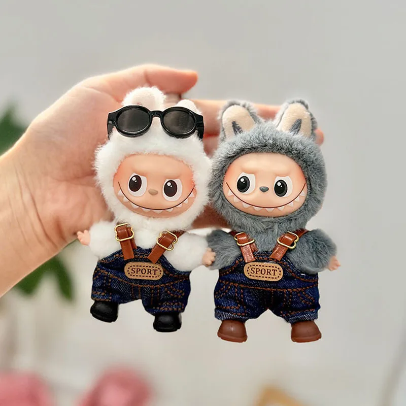 

Trendy/Cool Sporty Clothing For 4th Gen Mini LABUBU Pin For Love Serie Sporty Overalls With Knitted Hat & Sunglasses Doll Outfit