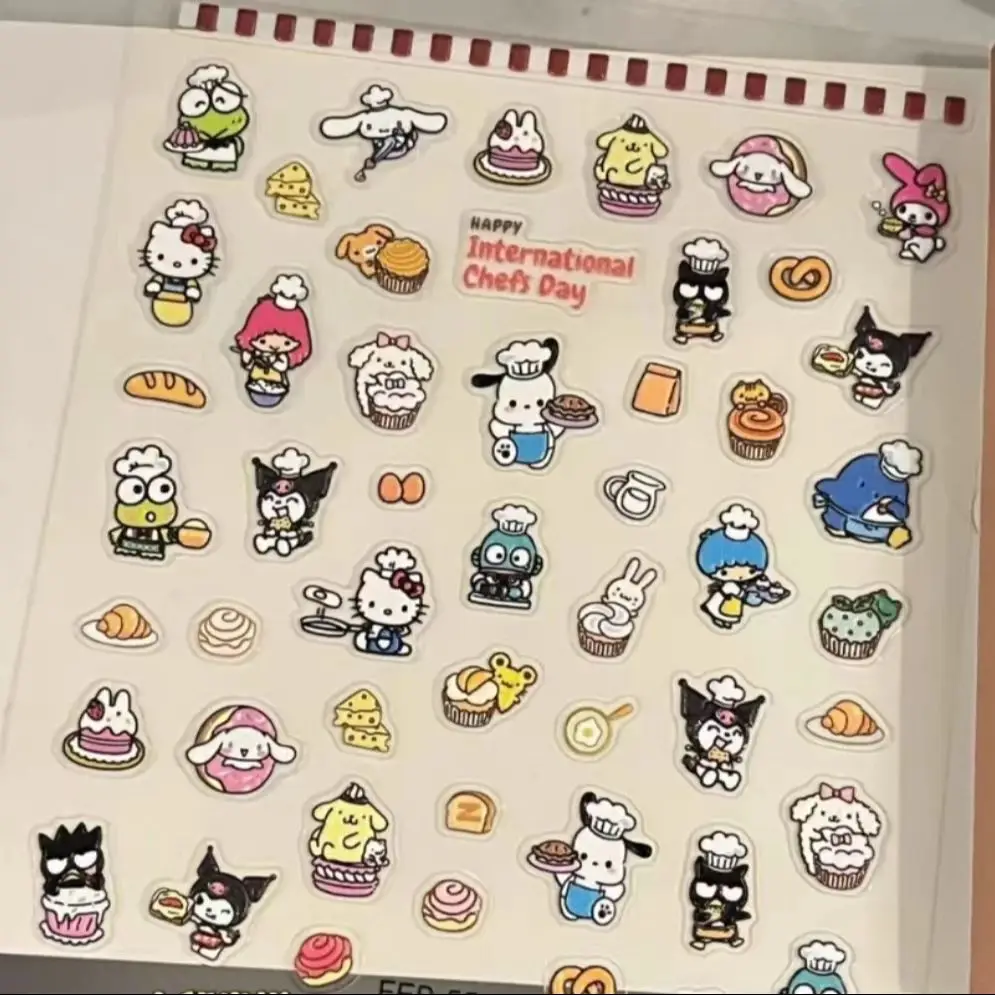 

1 sheet Sanrio Collection stickers Chef nail sticker relief three-dimensional water bottle stick pen nail sticker