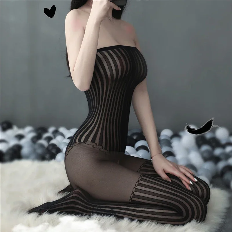 Sexy Dessous Mesh Body Strümpfe Seide Overall weibliche offene Schritt Boob Tube Bodysuit exotische Nachtclub Bett tragen Frauen Mädchen