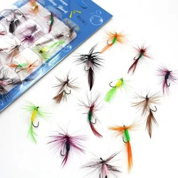 12pcs Natural Insects Flies Fishing Lures Set With Dry Fly Tying Sharpened Hook Fake Artificial Bait For Carp Trout Topwater