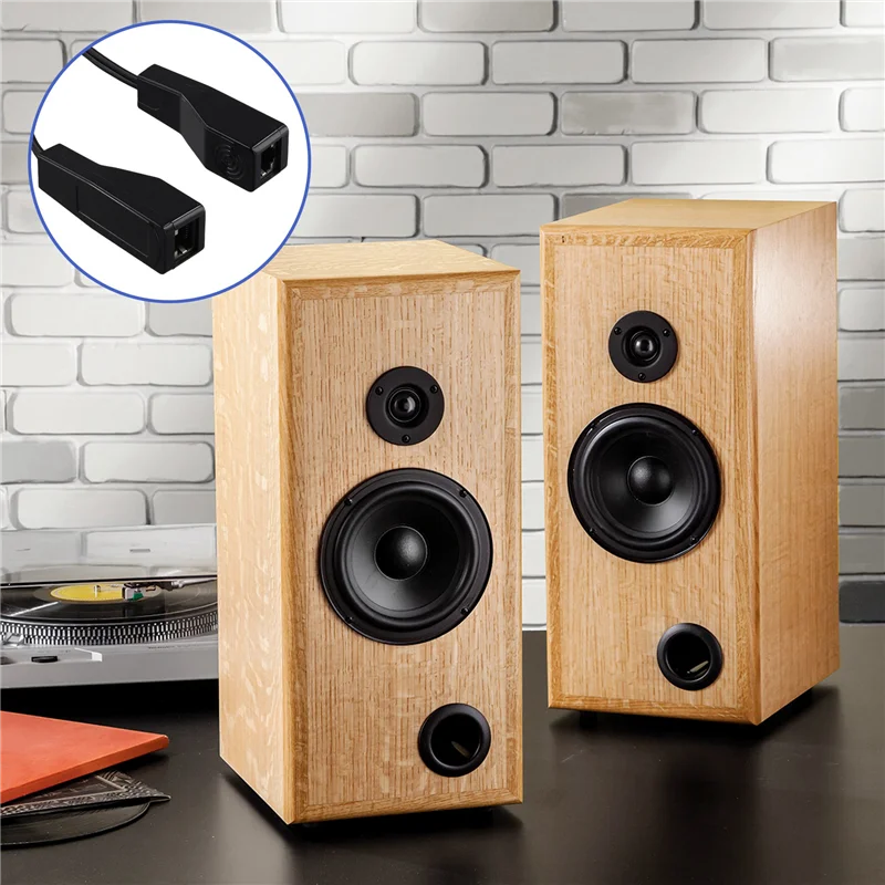 BTLIFE-DC3.5Mm Stereo And RCA Red White Audio Signal Balun Over Cat5/6 Cable RJ45 Female To DC3.5Mm &2Xrca Audio Cable