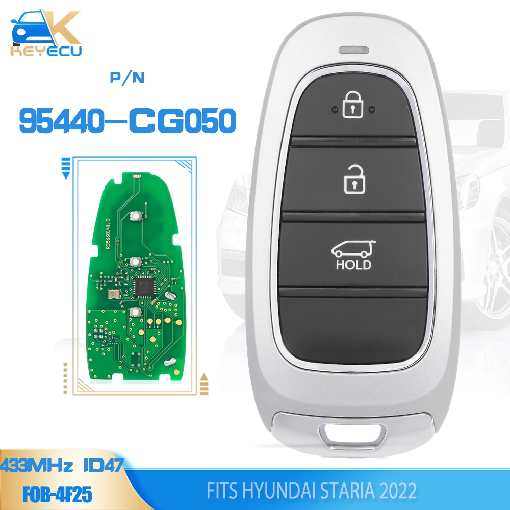 

KEYECU 95440-CG050 , FCC ID FOB-4F25 Smart Keyless Go Remote Key 433MHz ID47 Fob for Hyundai Staria 2022